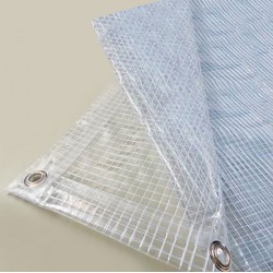 Bâche Industrielle 2,1x4,5 m - Transparente armée - Ultra résistante - Etanche - Anti-UV- Fabrication française - Œillets