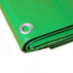 Bâche Industrielle 2x3 m - Très résistante - Etanche - Anti-UV - Verte et marron - Œillets