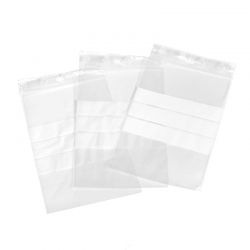 Sachet de présentation Zip à bandes blanches 60x80 mm (x1000 pcs) - Transparent - Résistant