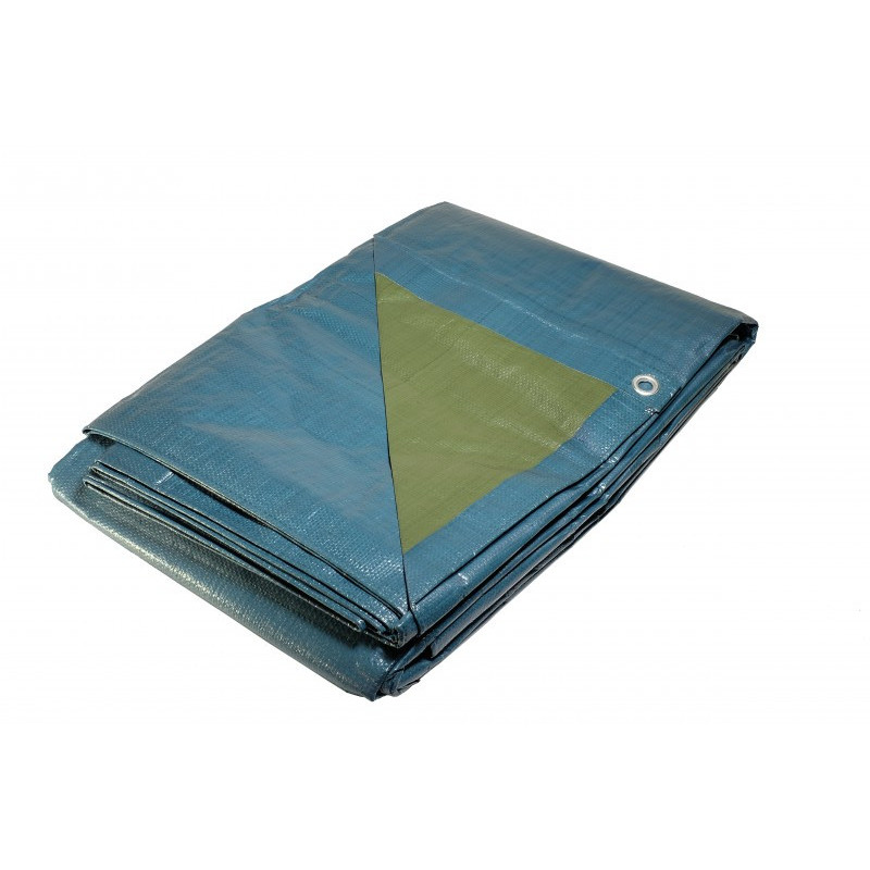 Bâche Brise-vue 2x3 m - Résitante - Etanche - Anti-UV - Bleue et verte - illets